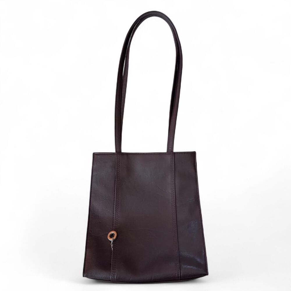 Vintage Giannini 90s/Y2K Dark Brown faux Leather Tote Shoulder Bag